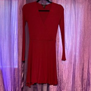 Maroon Deep V Dress